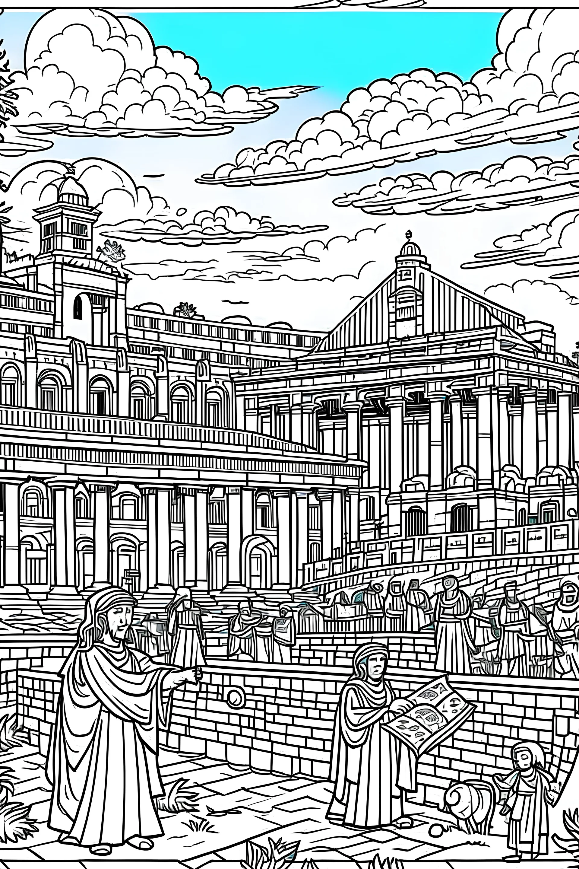 Ancient rome royal palace - cartoon - colouring book