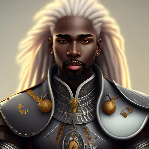 African male swordsman, white hair, dreadlocks, leather armor, fantasy art, portrait, 4k