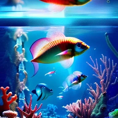 photo of an extremely cute alien fish swimming an alien habitable underwater planet, coral reefs, dream-like atmosphere, water, plants, peaceful, serenity, calm ocean, tansparent water, reefs, fish, coral, inner peace, awareness, silence, nature, evolution