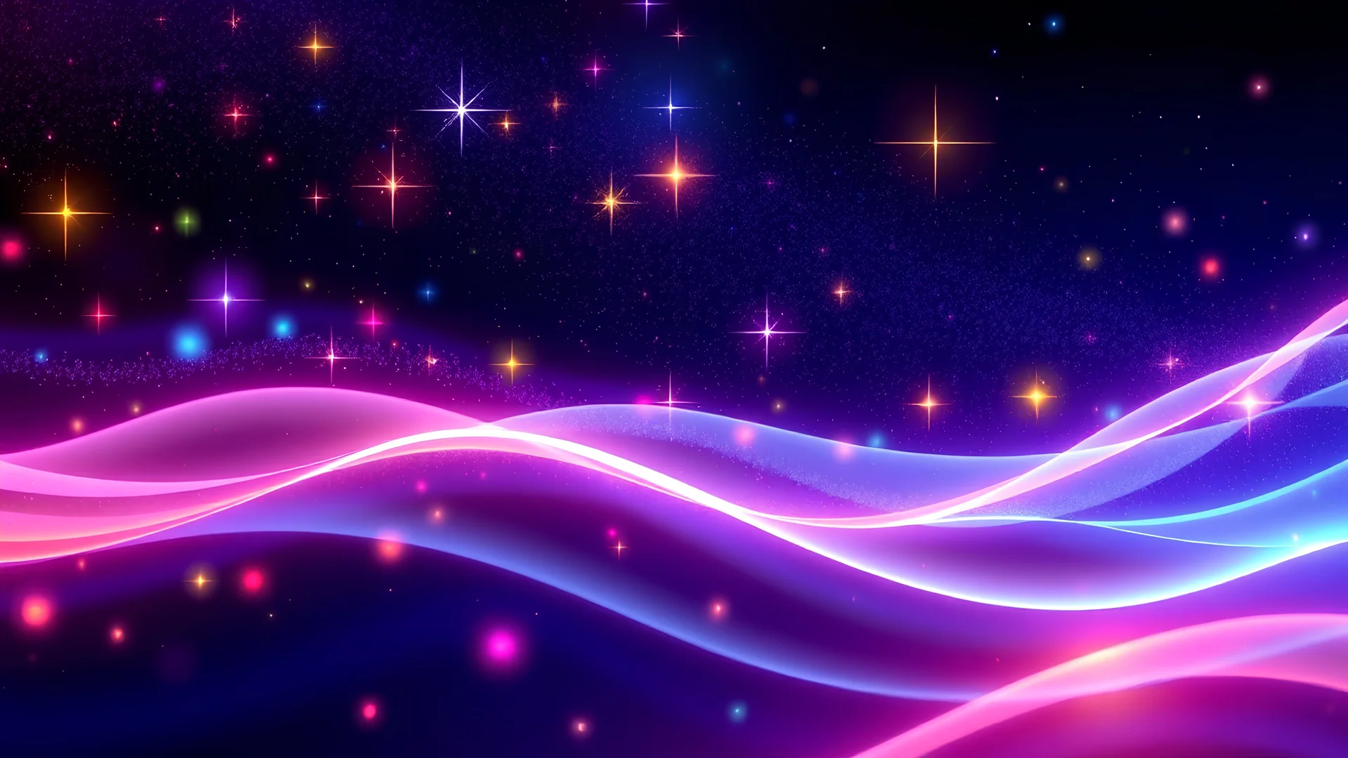 abstract 3D background, colorfull stars waves with glow