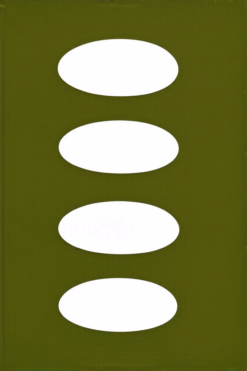 six white ovals in a straight line repeated eight times and centered on an 81/2" x 11" canvas with and olive green background