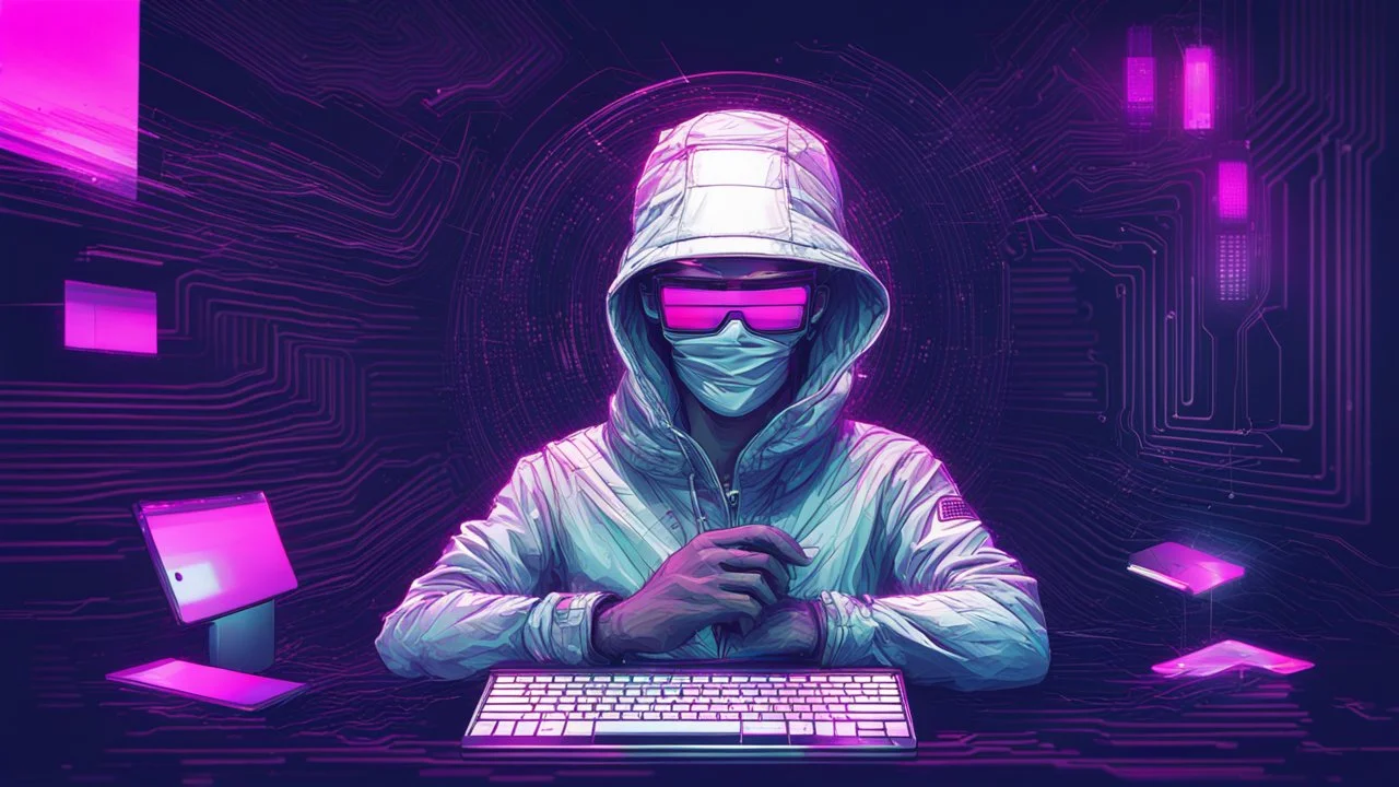 create me a hacker desktop background with the style of glitchart