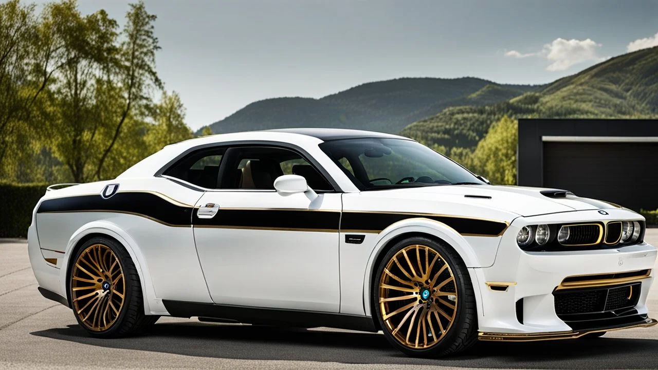 A (((BMW Dodge Challenger))) featuring a luxurious interior, advanced technologies, and a sleek body kit designed by MANSORY, exuding an air of sophistication and power