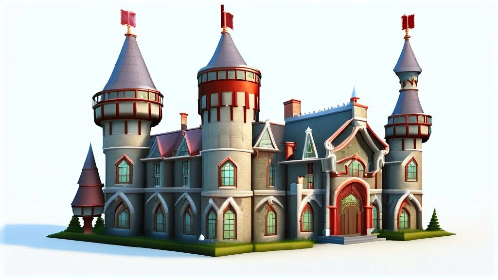 Factory building for party decoration. festive building, castle like, realistic