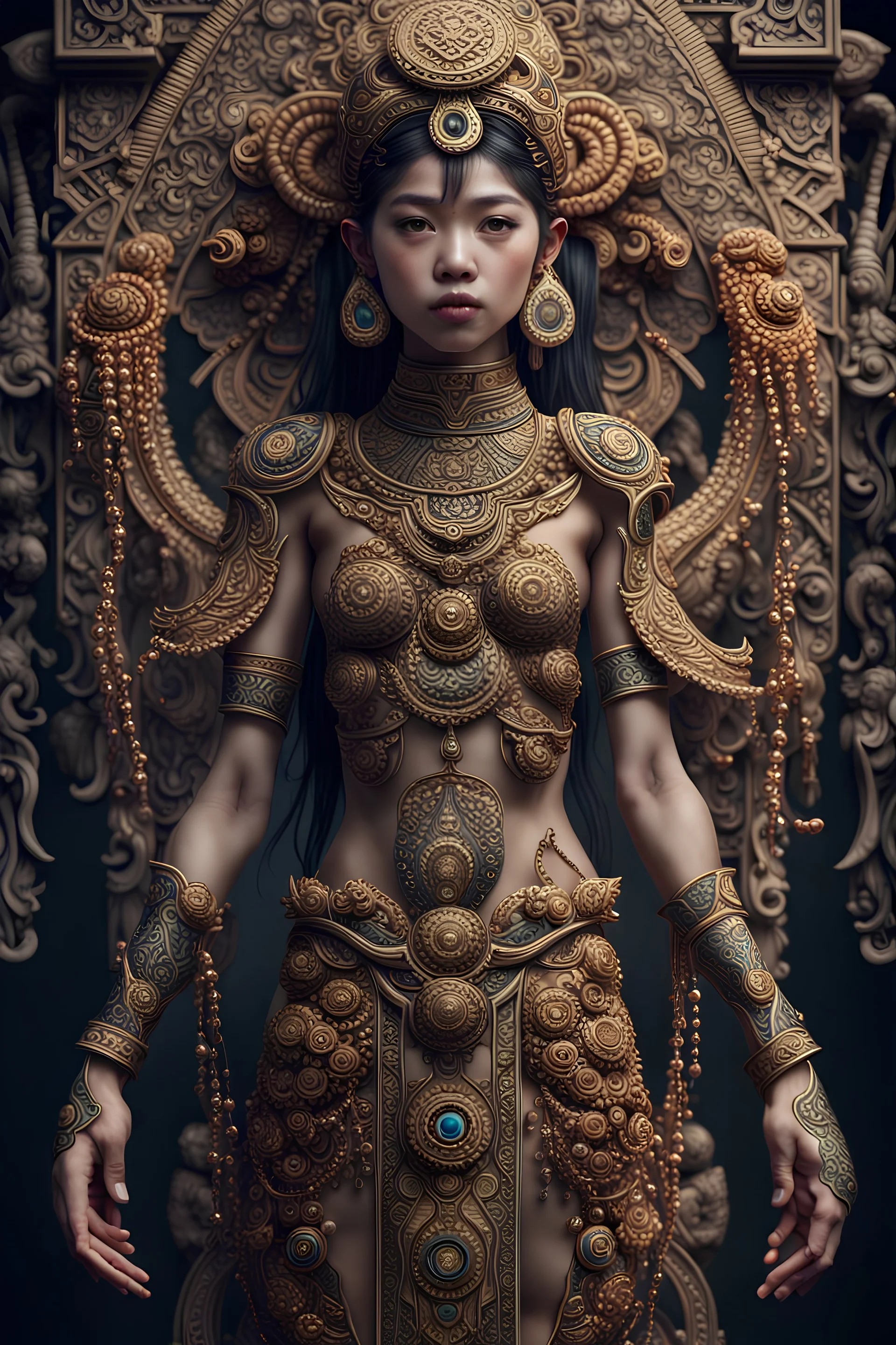 Fhoto full body, reality, Raw, Indonesia culture future, digital art, intricate details, powerful composition, captivating, , trending on artstation, high focus, studio photo, intricate details, highly detailed, by addie_digi