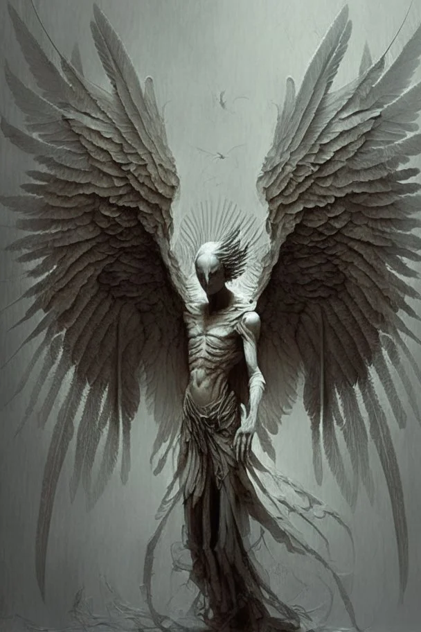 lovecraftian angel human with wings