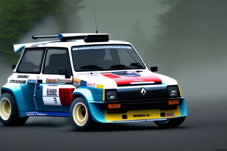 Renault 5 turbo car , rally ,ultra realistic,concept art