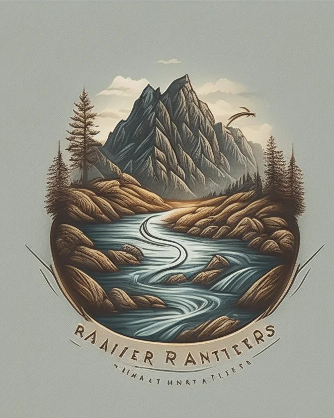 River and mountains logo design