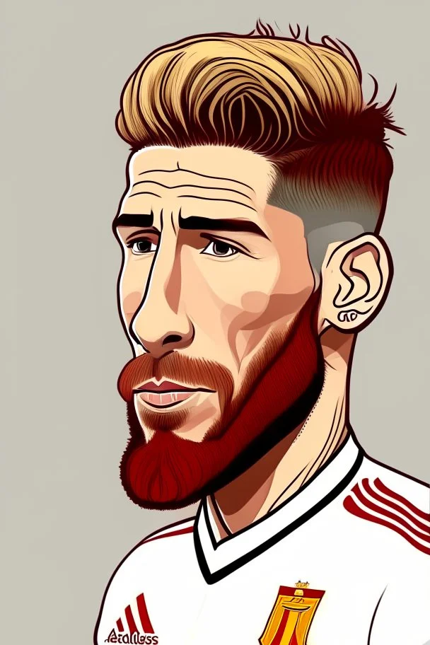 Sergio Ramos Spanish soccer player cartoon 2d