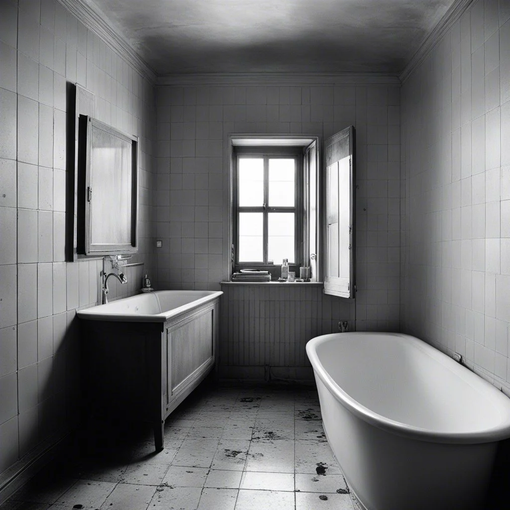 Lee Miller, the intrepid war photographer, finds herself standing in Hitler's bathroom. The chilling history of the place weighs heavy on her as she gazes at the empty tub once occupied by the tyrant himself. The stark reality of the room, once a sanctuary for evil, now a haunting relic of the past, surrounds her. Lee's camera hangs at her side, a silent witness to the solemn moment. She steps closer to the bathtub, her reflection staring back at her from the polished surface. The echoes of war