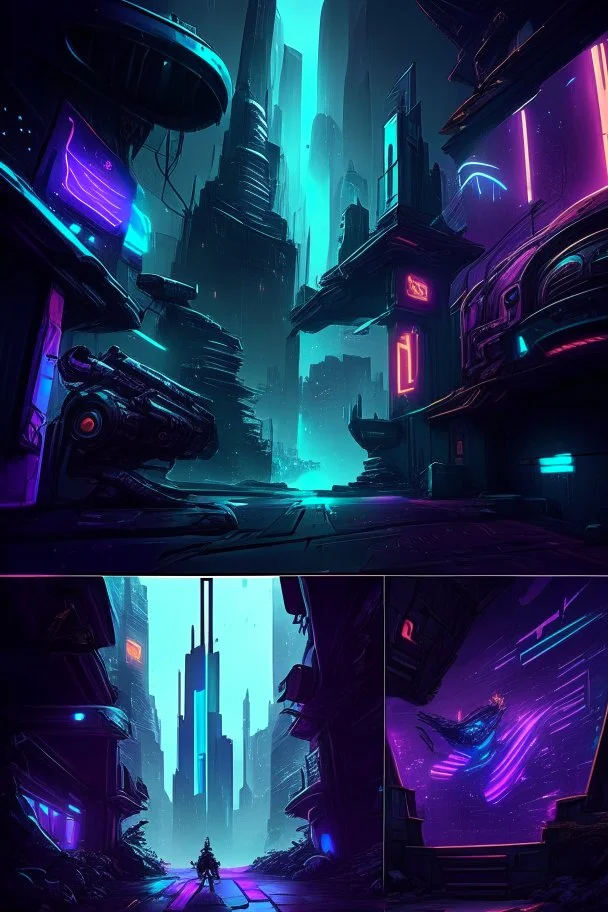 Set from league of legends in cyberpunk style