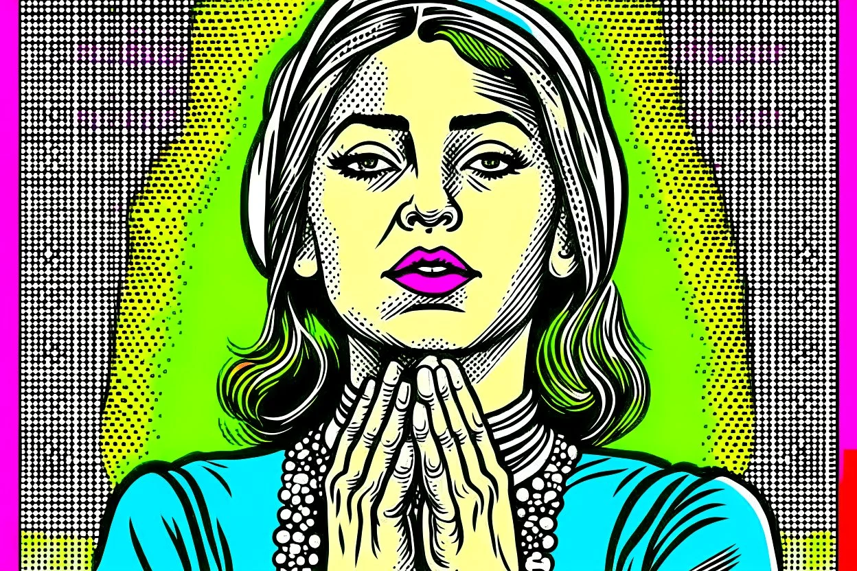 Vintage pop art style of a jewish woman from the torah praying to god