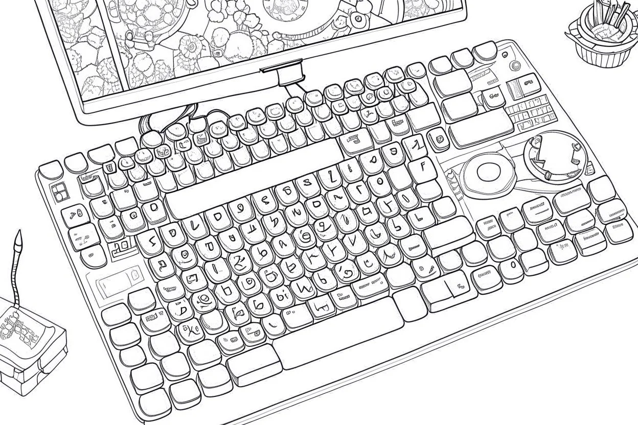 full keyboard,full coloring page