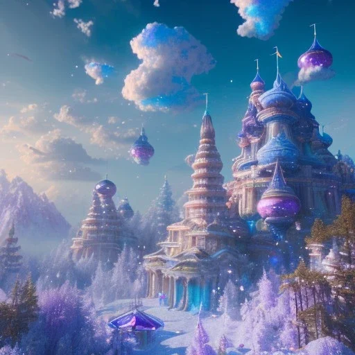 blu and violet landsacape with multicolored crystals falling from the sky, full of details, smooth, bright sunshine，soft light atmosphere, light effect，vaporwave colorful, concept art, smooth, extremely sharp detail, finely tuned detail, ultra high definition, 8 k, unreal engine 5, ultra sharp focus