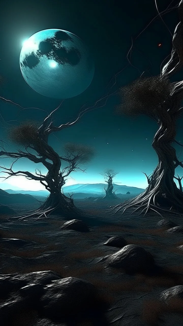 sci fi planet, mysterious, dead trees