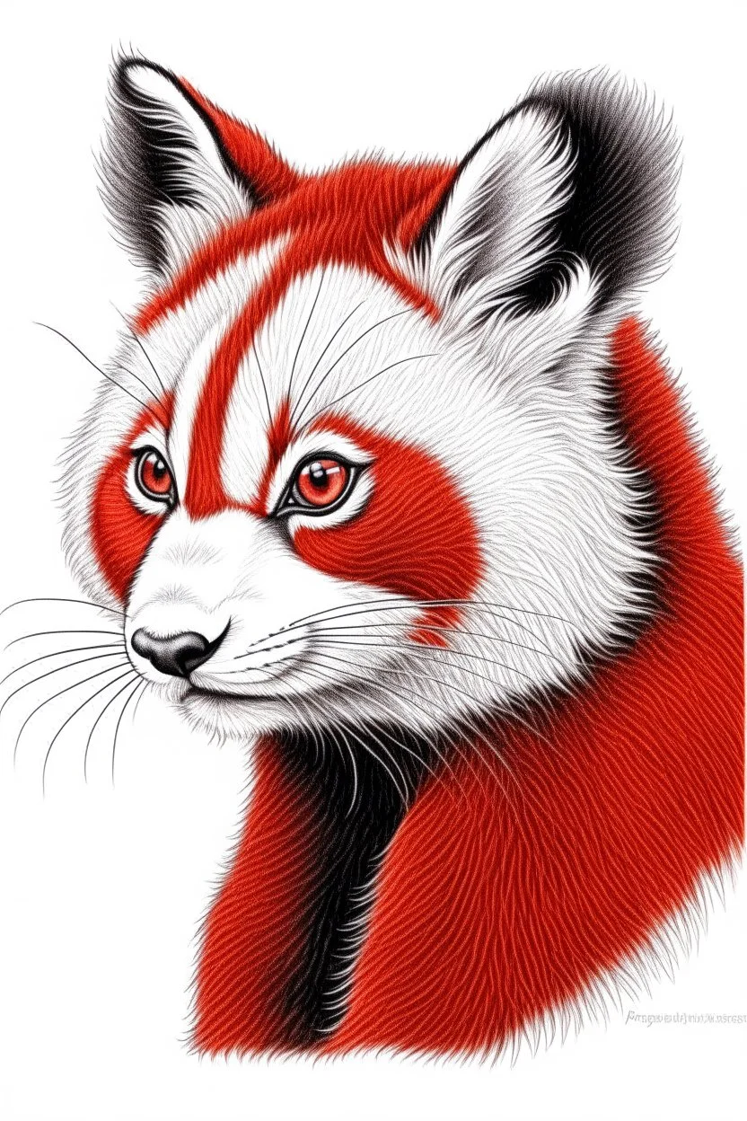 sketch of red panda, realism,pencil