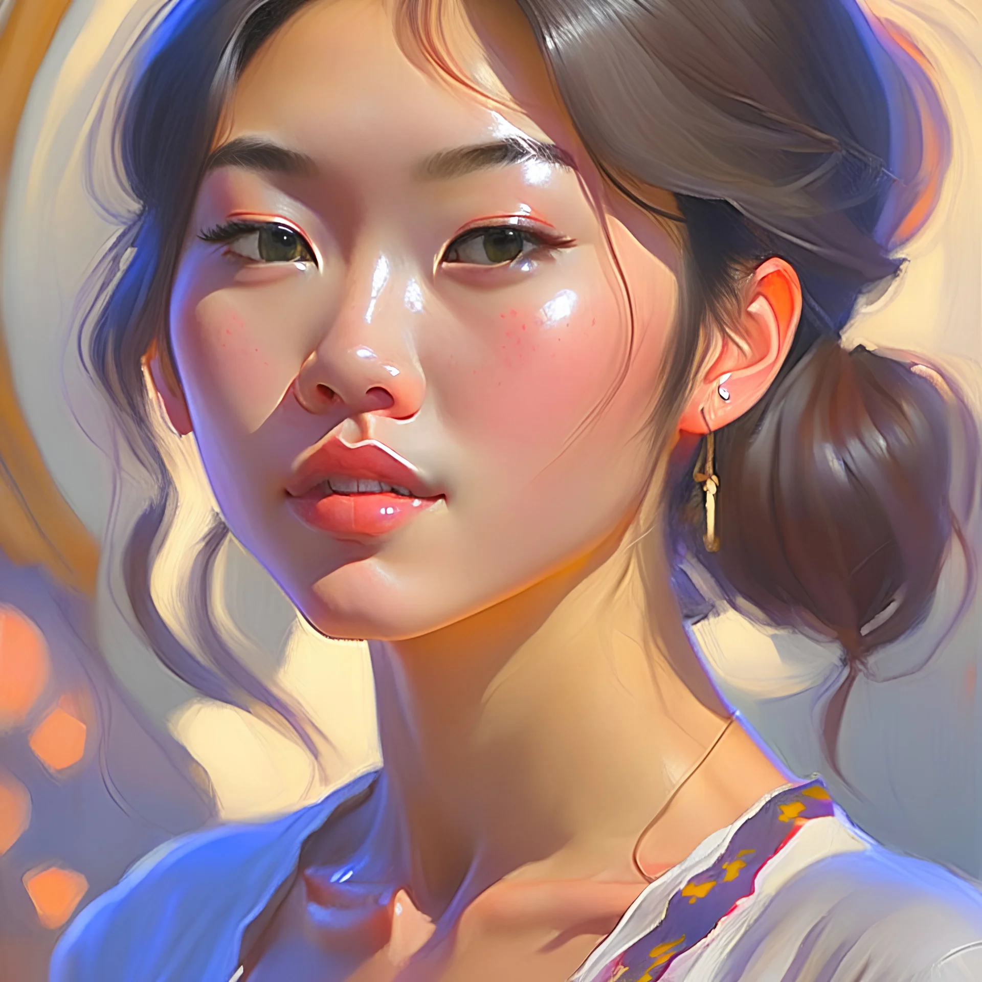 portrait Anime chinese woman cute-fine-face, pretty face, realistic shaded Perfect face, fine details. realistic shaded lighting by Ilya Kuvshinov Giuseppe Dangelico Pino and Michael Garmash and Rob Rey, IAMAG premiere, WLOP matte print, cute freckles, masterpiece