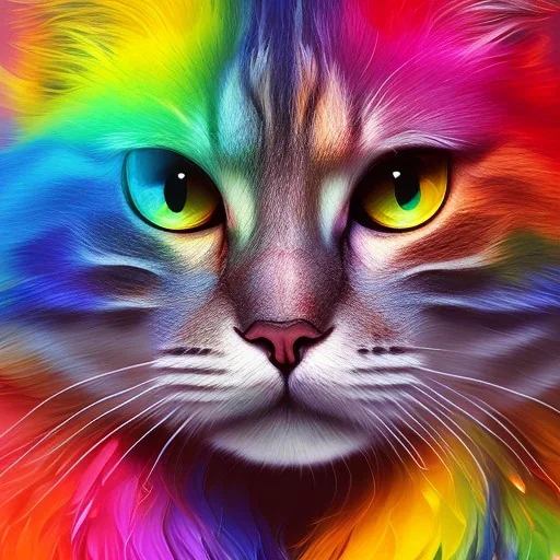 rainbow cat, cinematic lighting, vibrant, fantasy, digital illustration