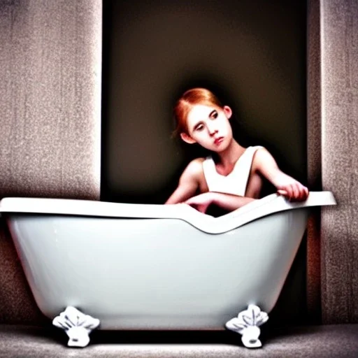 Girl sitting in Bathtub