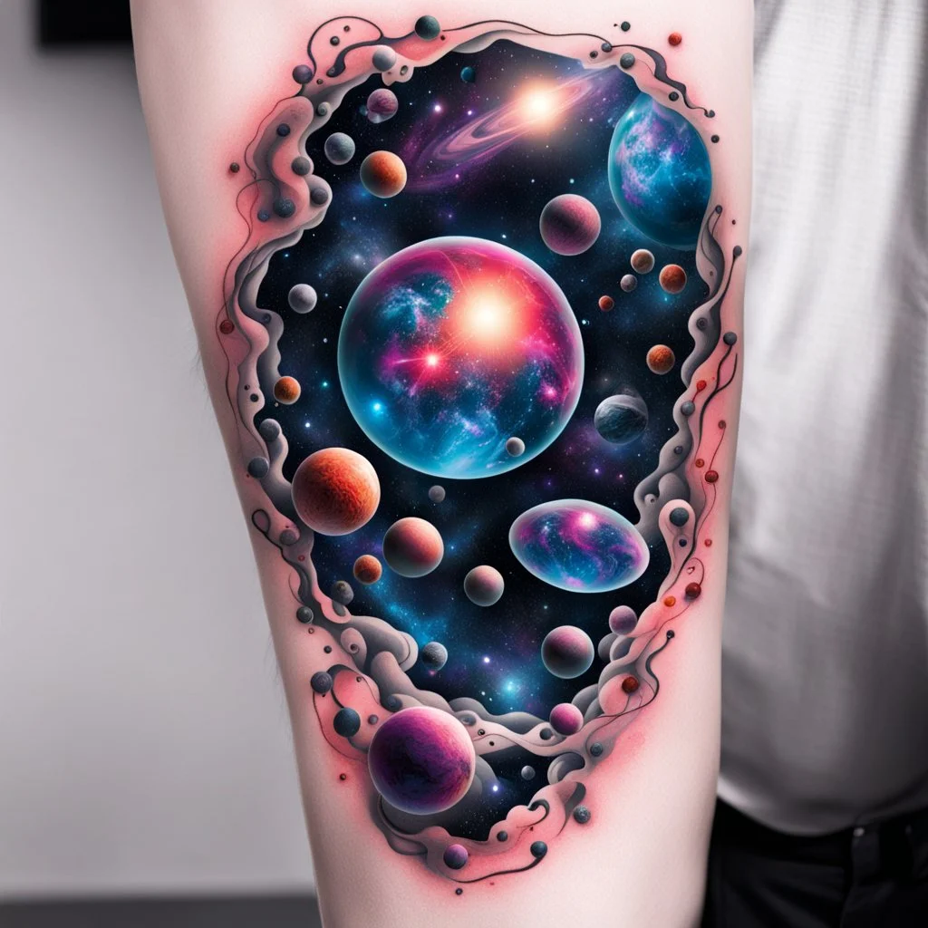 Multiverse in a Tattoo, floating in the calaxy