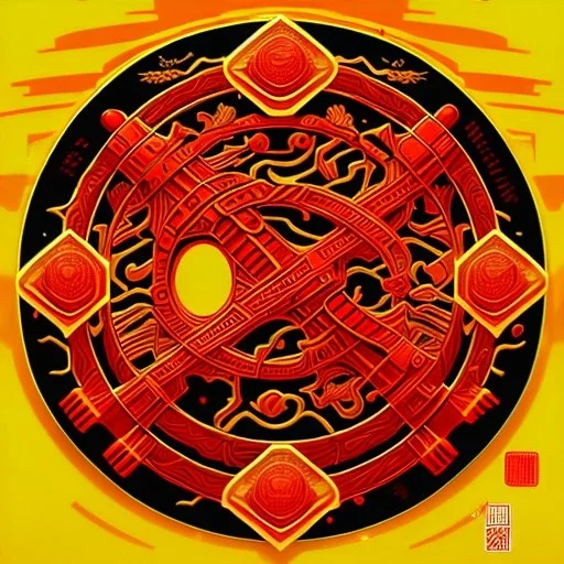 Japanes style logo, japanese writting, red sun