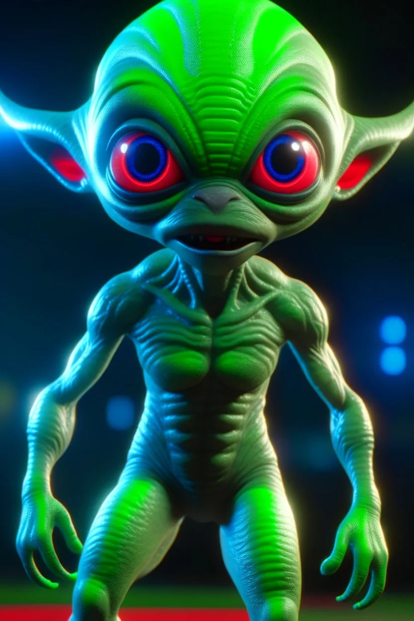 Cheerleader alien ,3d 4k octane render, smooth, sharp focus, highly detailed, unreal engine 5,