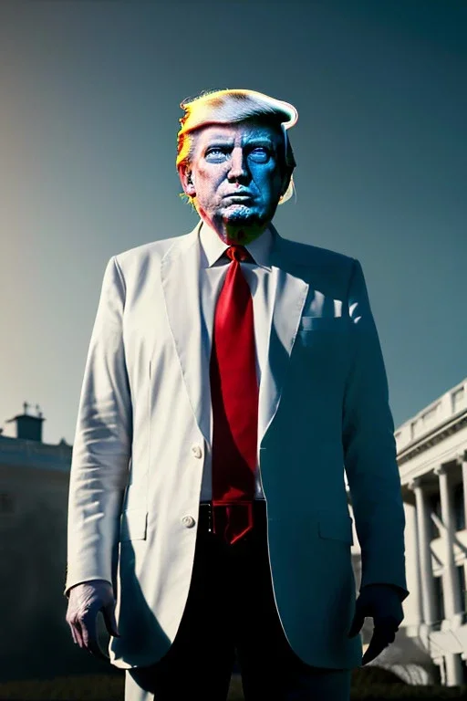 Ultra realistic image night, Donald trump zombie, suit, blood, torn arm, night, the walking dead style, dark ambient, highly detailed, White House background, concept art, unreal engine 5, ray tracing, RTX, ultra detail, volumetric lighting, high definition, high resolution.