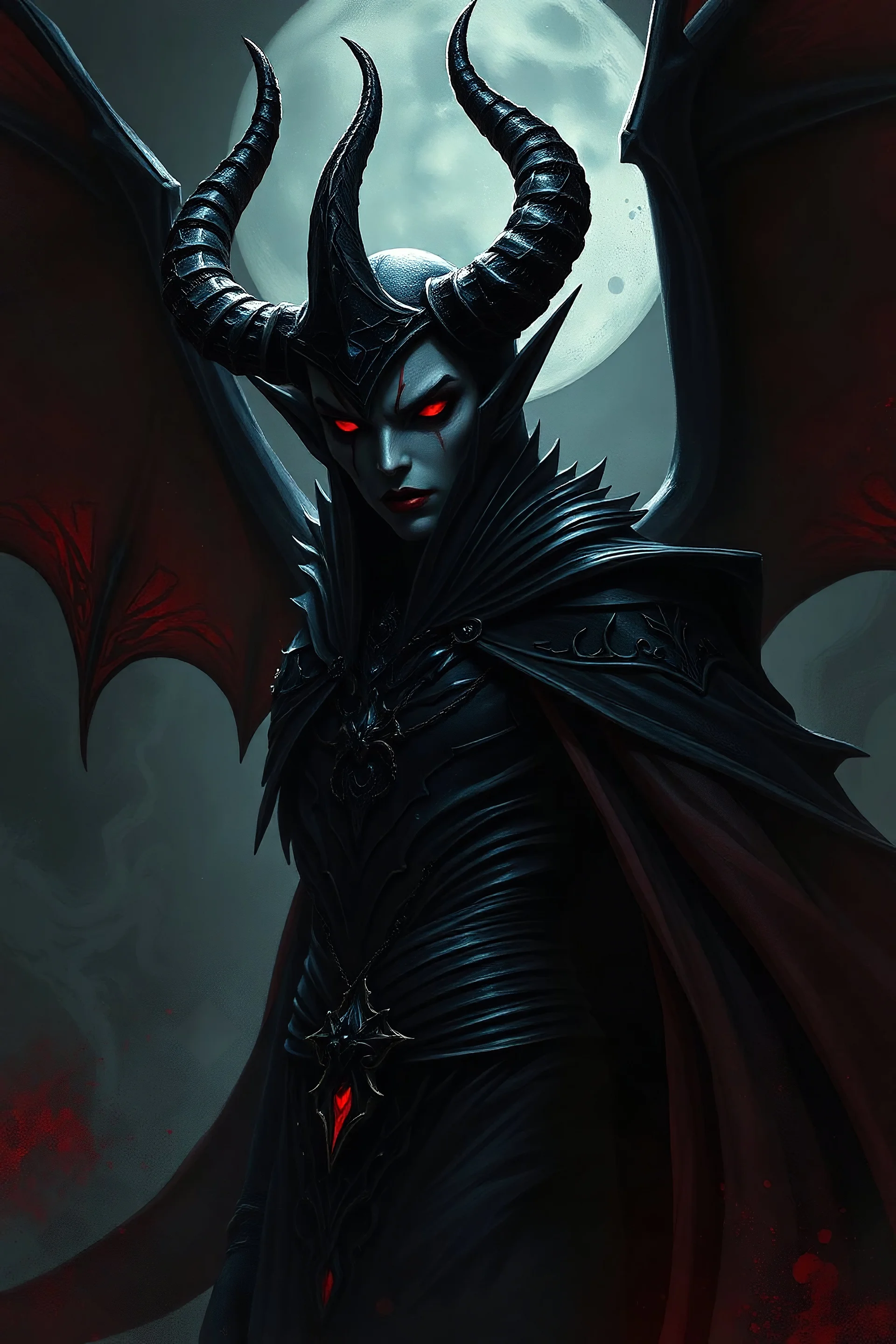 vampire lord, black elf, red eyes