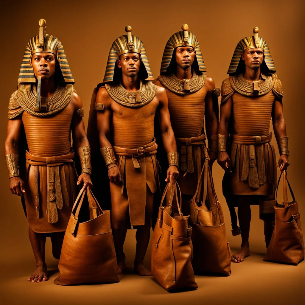 A group of Pharaoh's soldiers inside leather bags