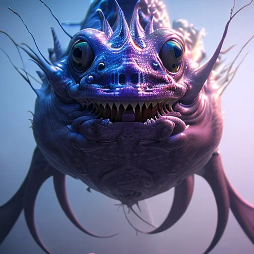 fluid ink angler fish creature, unreal engine 5, 8k resolution, photorealistic, ultra detailed