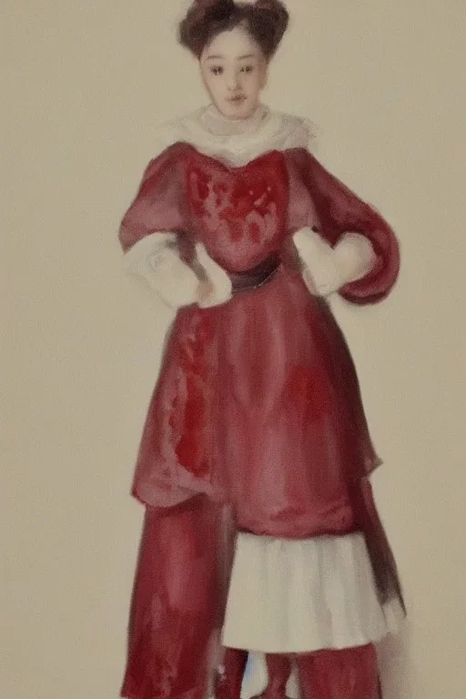 Portrait lady, full body shot, full-color long shot StrawberryMilk