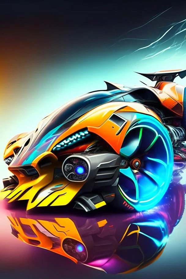 A combination of ultra-advanced car and crazy Max fighter, super sporty, with color and nano technology