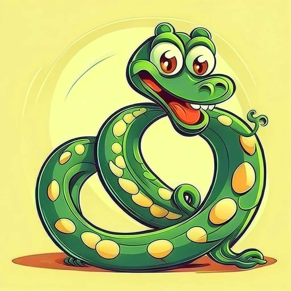 Snake in the shape of a cartoon character