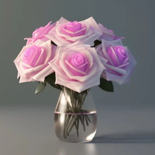 Pink tranparent Crystal Rose Bouquet Flower