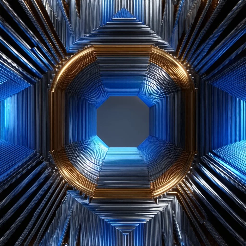 3d structures recursive made of a metallic random color ribon thick fractat of and geometry objects ,gray tema background