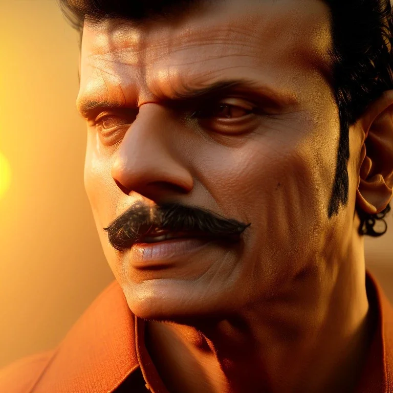 Indian actor Manoj bajpayee, Cartographic, Circuitry, Golden Hour, Closeup-View, 16k, Lumen Global Illumination, Diffraction Grading