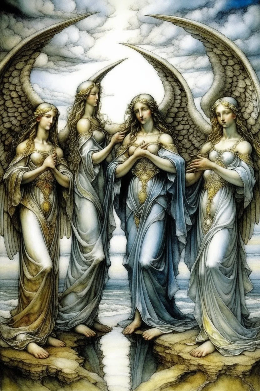 I saw four angels standing at the four corners of the earth, holding back the four winds of the earth so that no wind would blow on the earth or on the sea or against any tree.