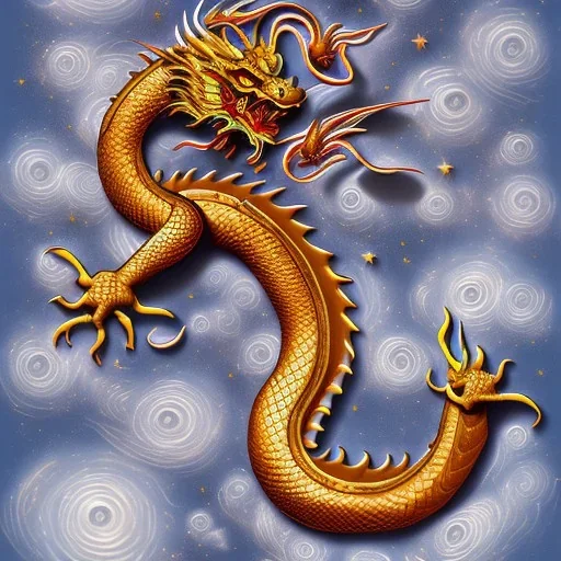 chinese dragon formed from stars in a night sky