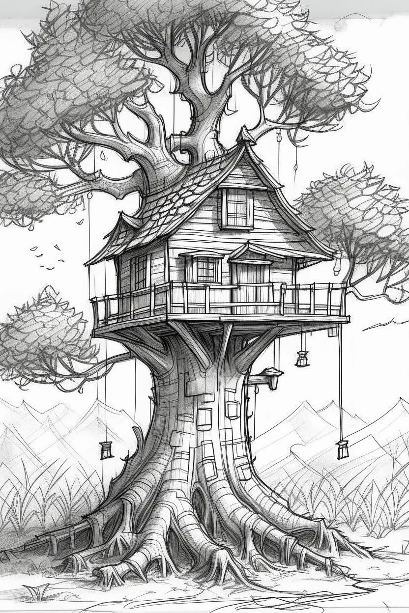 dibujo casa con forma de arbol