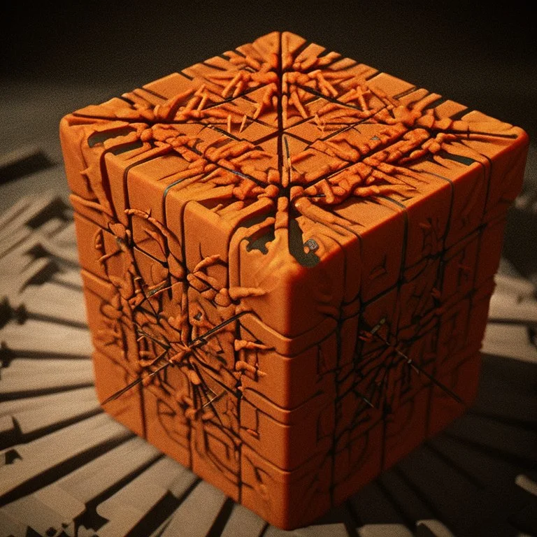 hellraiser cube of demons,movies, digital painting ,8k, digital art, award winning, octane render, 4K, 3D, Unreal Engine 5 , gold and black colours,hypperealistic,