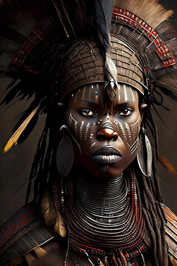 African Tribal Warrior woman