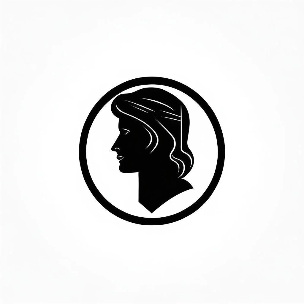 corporate logo minimal modern balck and white prestige greek statue.