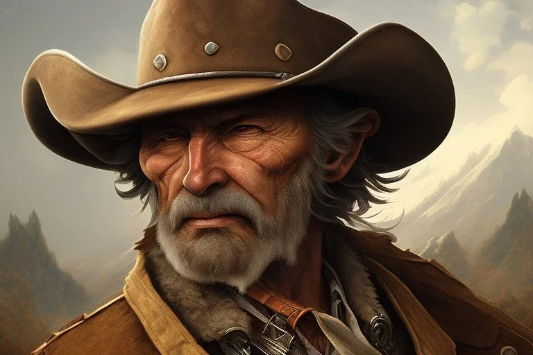 old RUGED cowboy face mountain