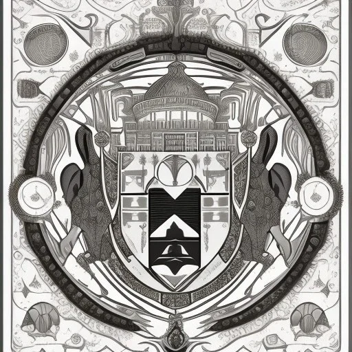 coat of arms of an arabian city featuring moons and hourglasses, very detailed