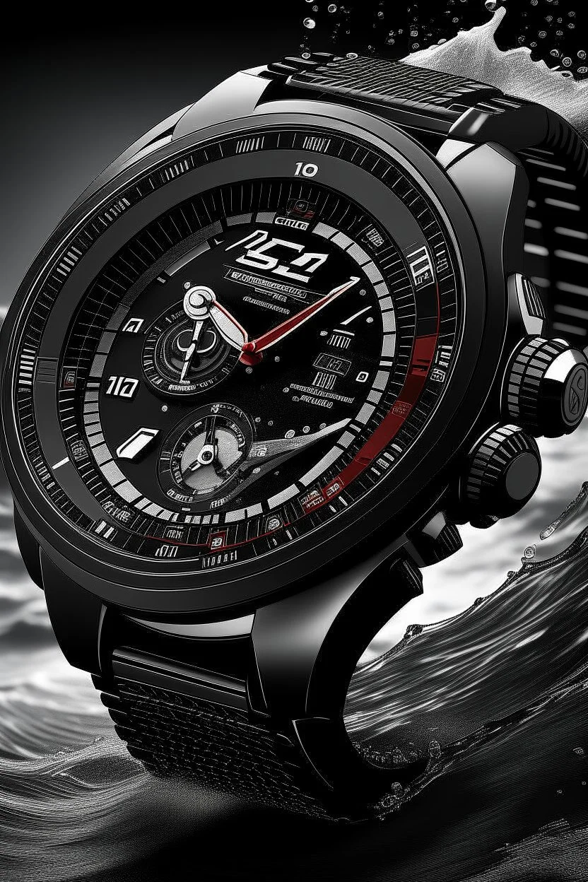 Generate an image of a sailor facing rough seas and challenging weather conditions, emphasizing the durability of the sailing watch. Showcase details like water resistance and robust materials that make the watch suitable for extreme sailing conditions.