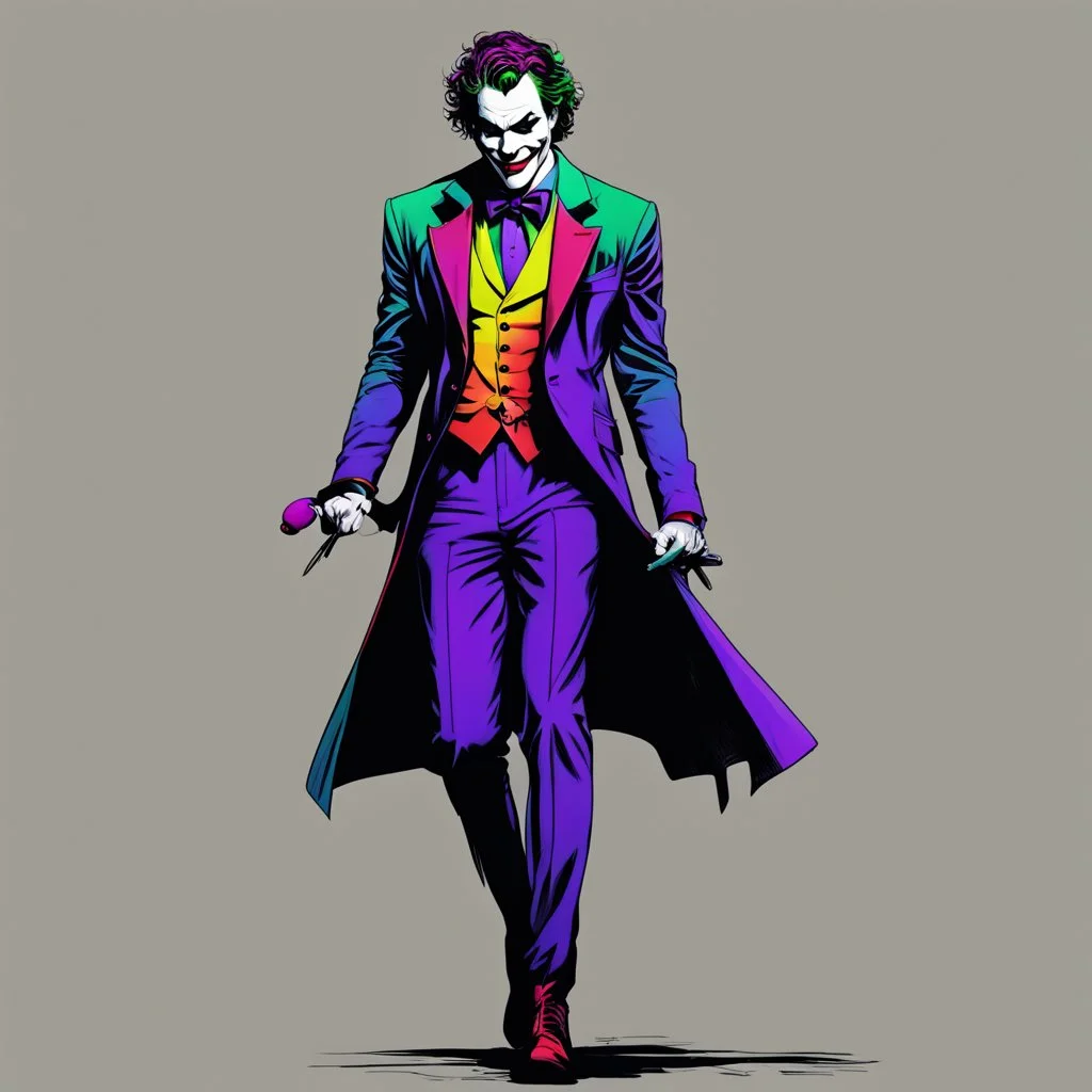 Arte digital de Joker, colores contrastantes, full body