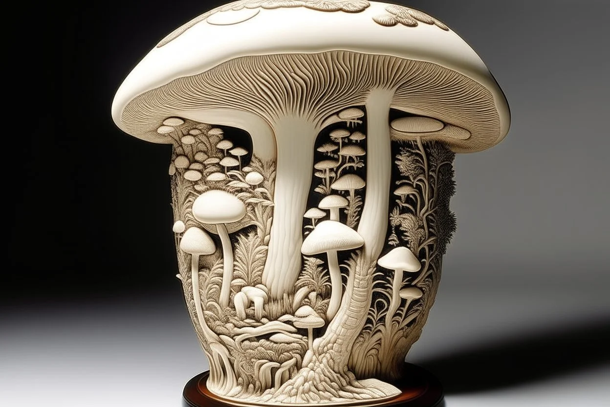 An ivory plain with giant glowing mushrooms designed in ancient Egyptian architectures and sculptures painted by Utagawa Hiroshige