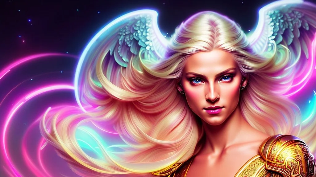 Lexica Aperture v2 Hyper detailed ultra sharp, trending on artstation, vibrant aesthetic, smiling blonde ethereal subtle (((smiling)))+++ luminous heavenly goddess, angel, colorful, psychedelic, ornate, intricate, digital painting, concept art, smooth, sharp focus, illustration, not human anthropomorphic alien cyborg, art by artgerm and greg rutkowski and h. r. giger, louis royo, salvador dali, 8 k