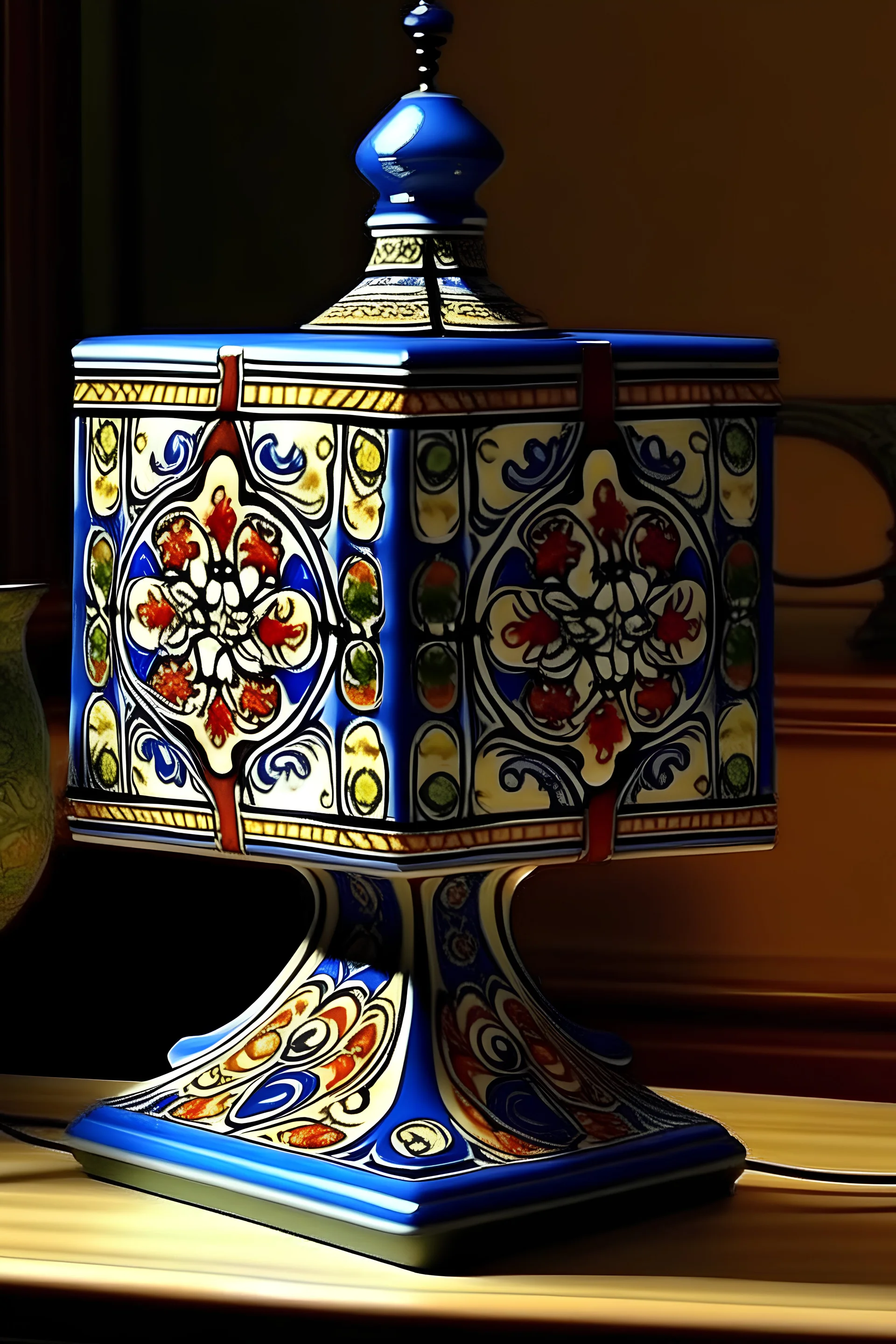 Portuguese tiles pattern ceramic lamp