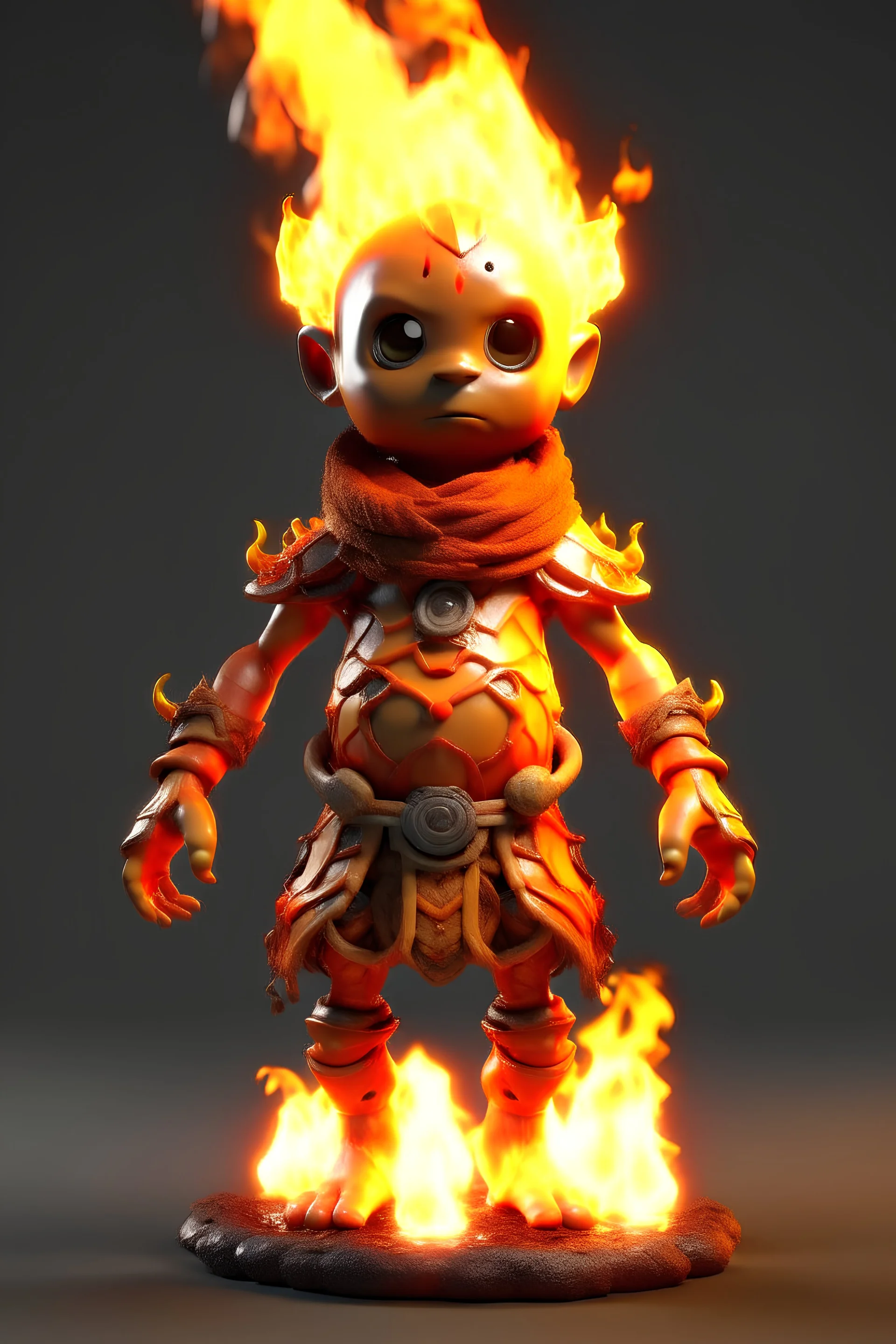 fire game character very detailed